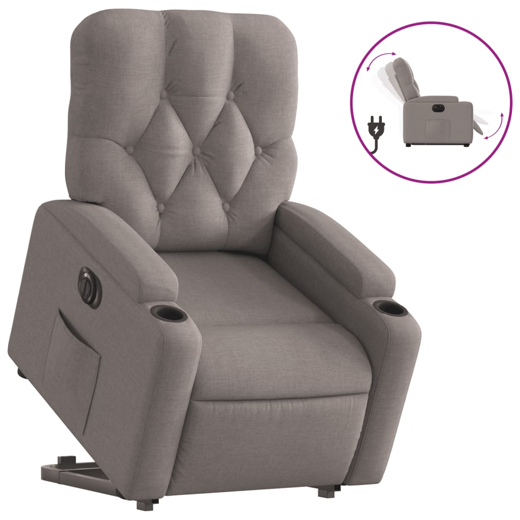 vidaXL Fotoliu electric rabatabil cu ridicare, gri taupe, textil