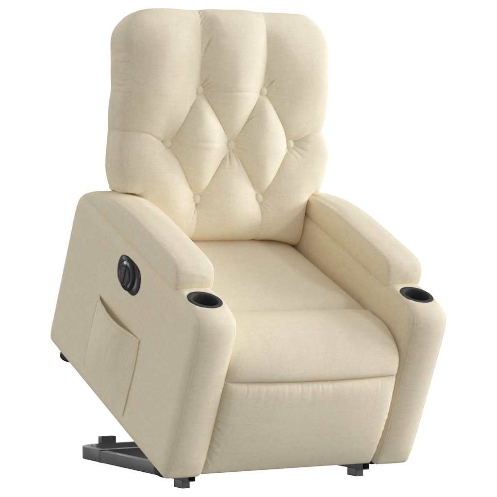 vidaXL Fotoliu electric rabatabil cu ridicare, crem, textil