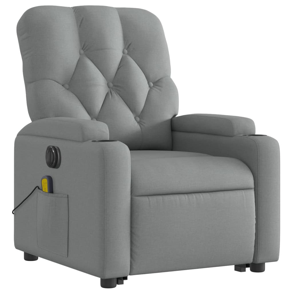 vidaXL Fotoliu electric masaj rabatabil cu ridicare, gri închis textil