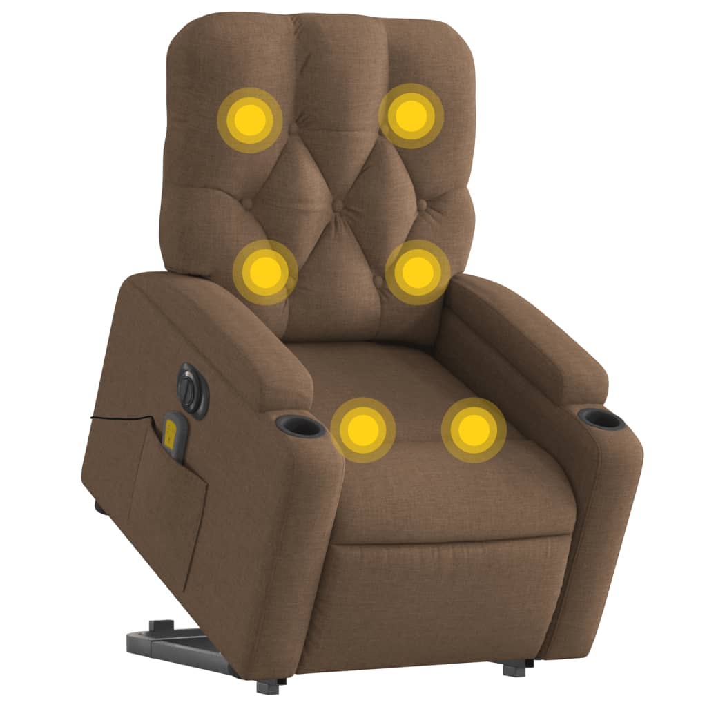 vidaXL Fotoliu electric de masaj rabatabil cu ridicare, maro, textil
