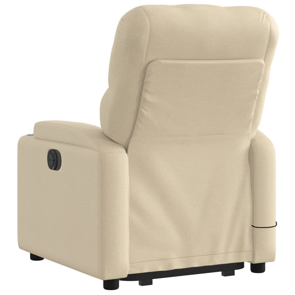 vidaXL Fotoliu electric de masaj rabatabil cu ridicare, crem, textil vidaXL Fotoliu electric de masaj rabatabil cu ridicare, crem, textil