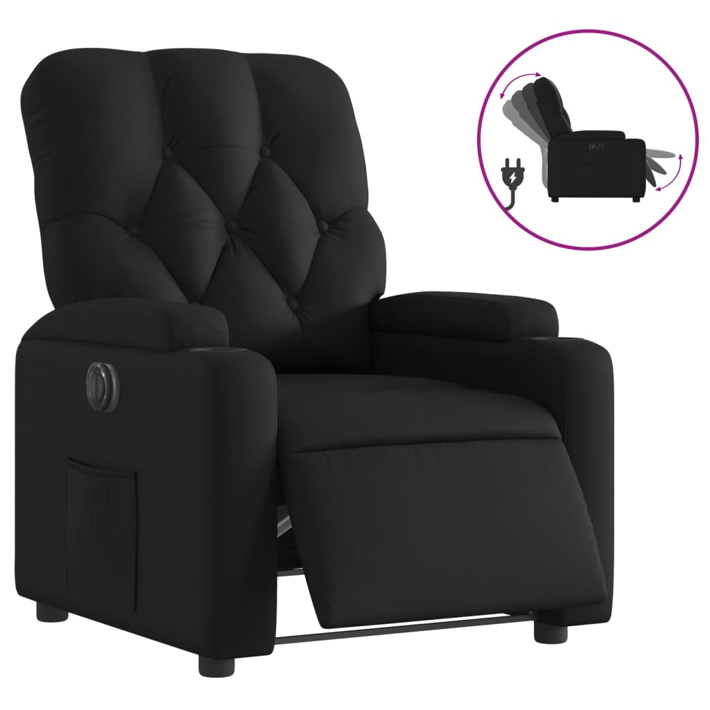 vidaXL Fotoliu rabatabil electric, negru, piele ecologică