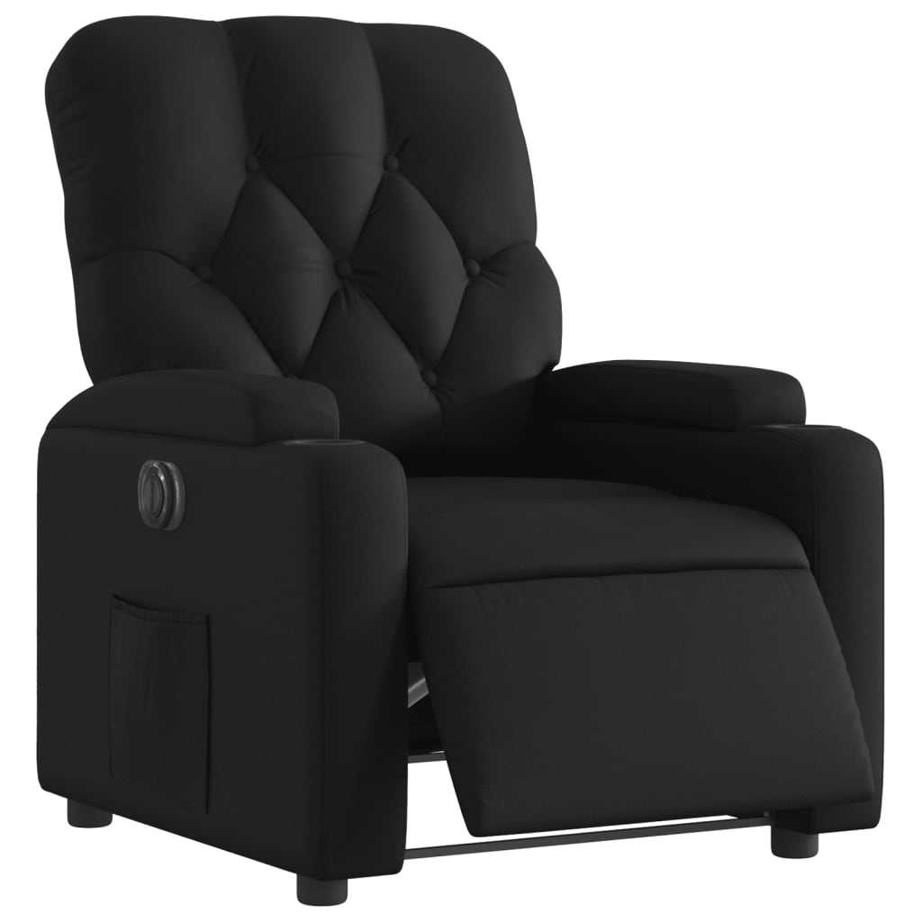 vidaXL Fotoliu rabatabil electric, negru, piele ecologică