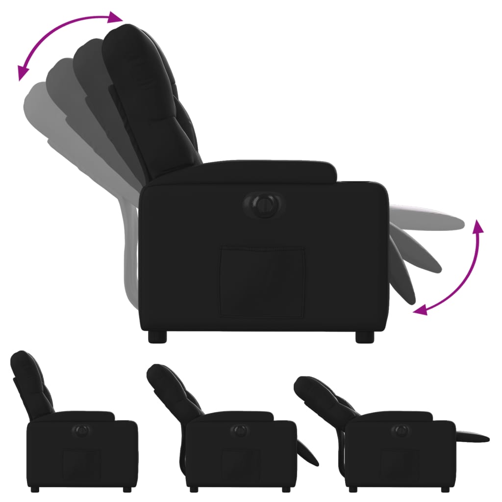 vidaXL Fotoliu rabatabil electric, negru, piele ecologică