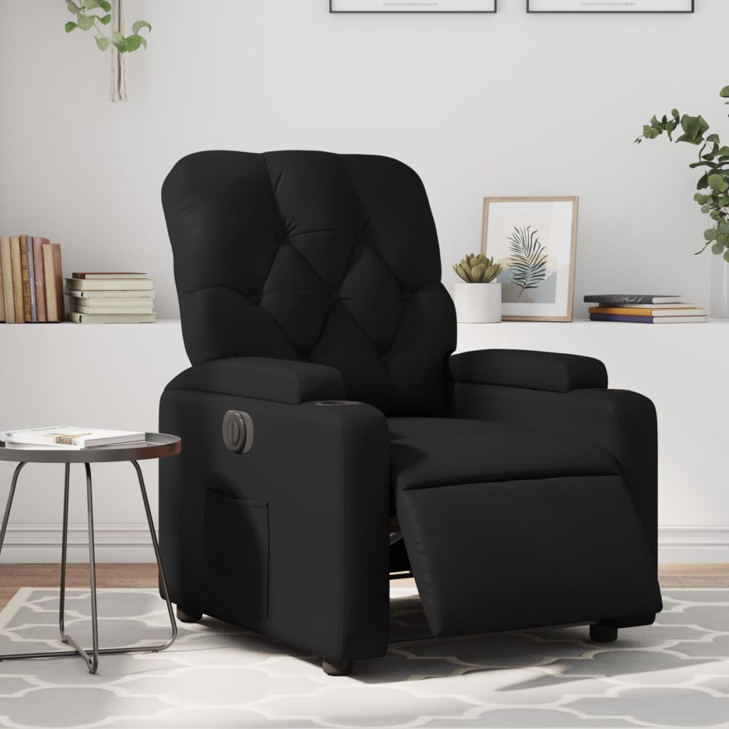 vidaXL Fotoliu rabatabil electric, negru, piele ecologică