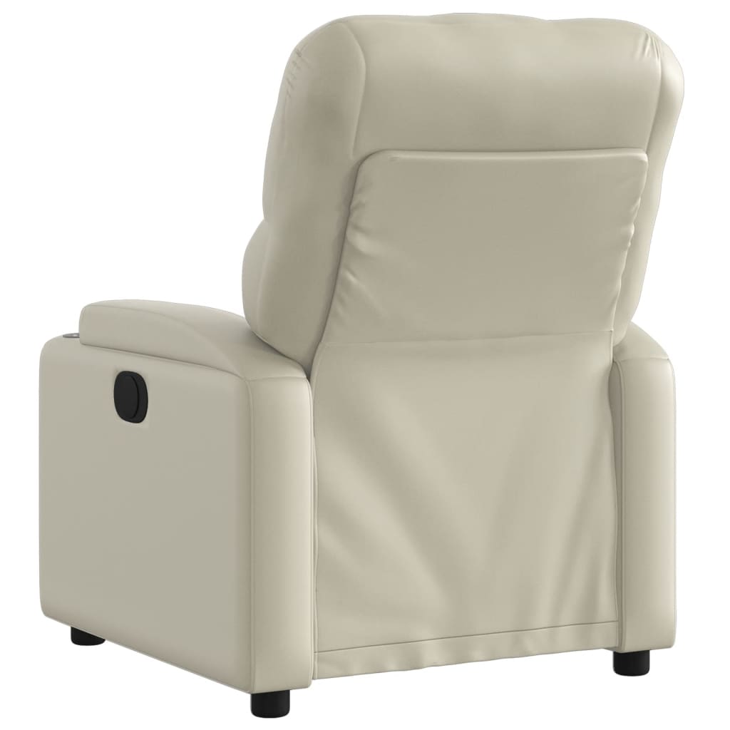 vidaXL Fotoliu rabatabil electric, crem, piele ecologică