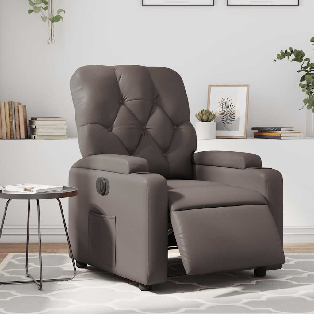 vidaXL Fotoliu rabatabil electric, maro, piele ecologică