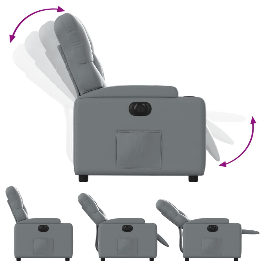 vidaXL Fotoliu rabatabil electric, gri, piele ecologică
