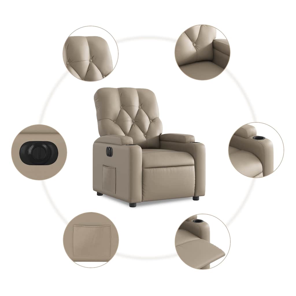 vidaXL Fotoliu rabatabil electric, cappuccino, piele ecologică