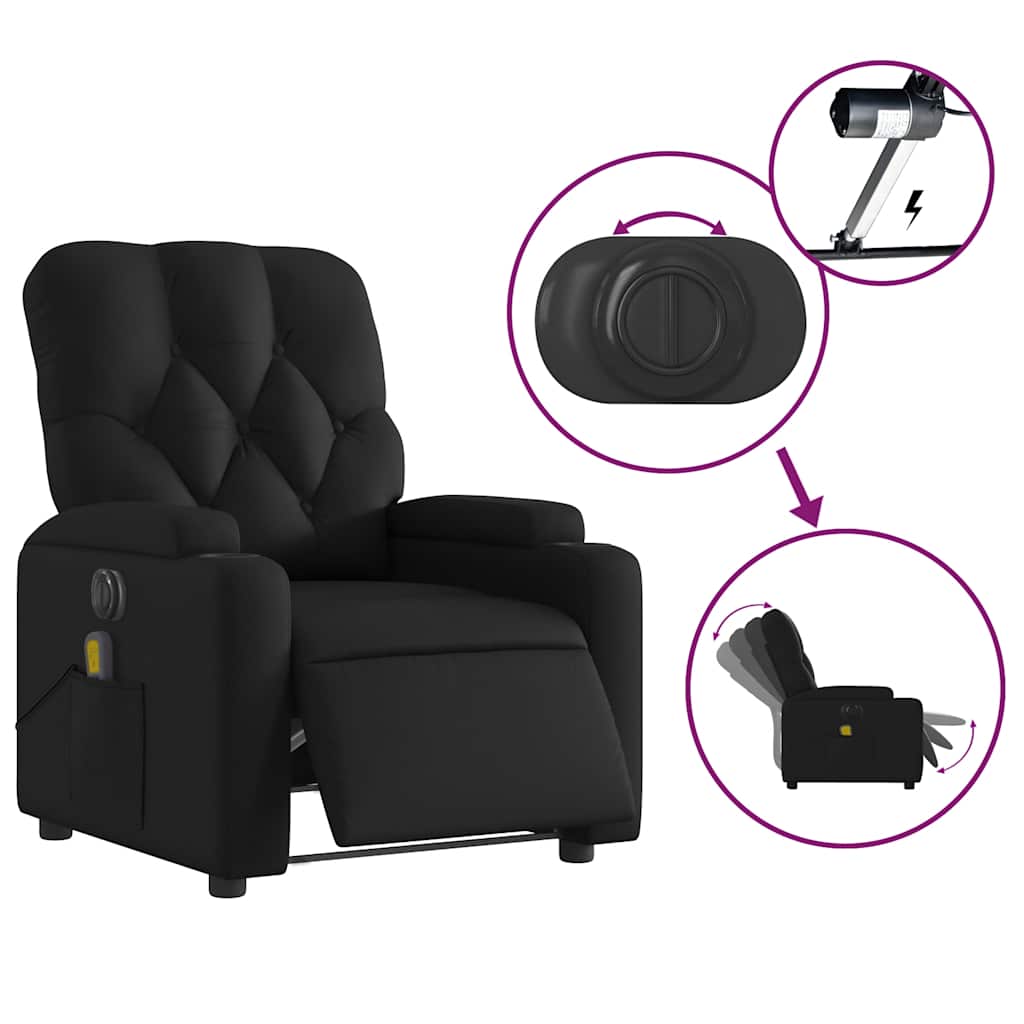 vidaXL Fotoliu electric de masaj rabatabil, negru, piele ecologică vidaXL Fotoliu electric de masaj rabatabil, negru, piele ecologică