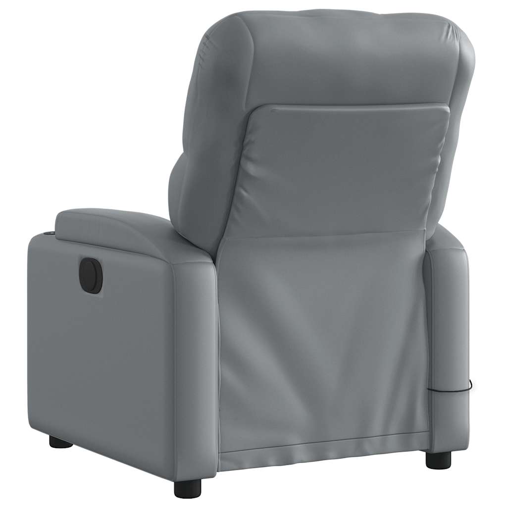 vidaXL Fotoliu de masaj electric rabatabil, gri, piele ecologică