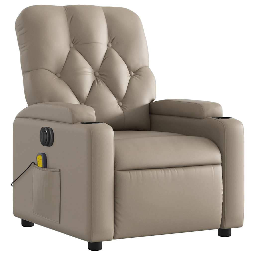 vidaXL Fotoliu electric masaj rabatabil, cappuccino, piele ecologică
