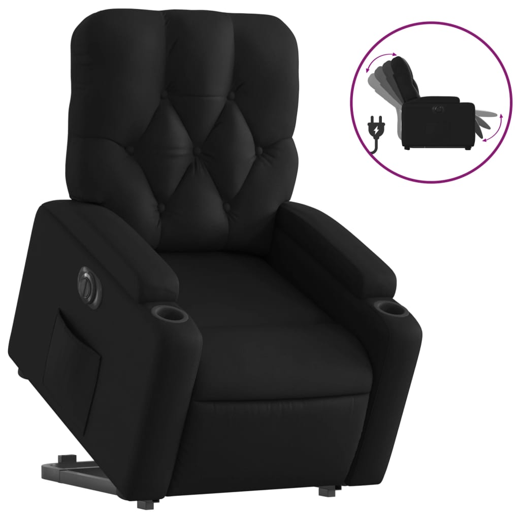 vidaXL Fotoliu rabatabil electric cu ridicare, negru, piele ecologică