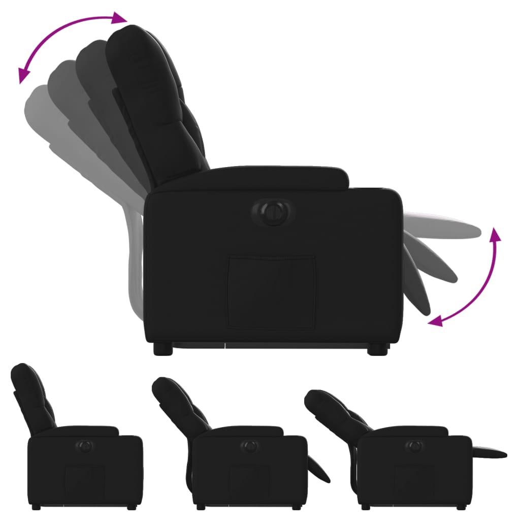vidaXL Fotoliu rabatabil electric cu ridicare, negru, piele ecologică