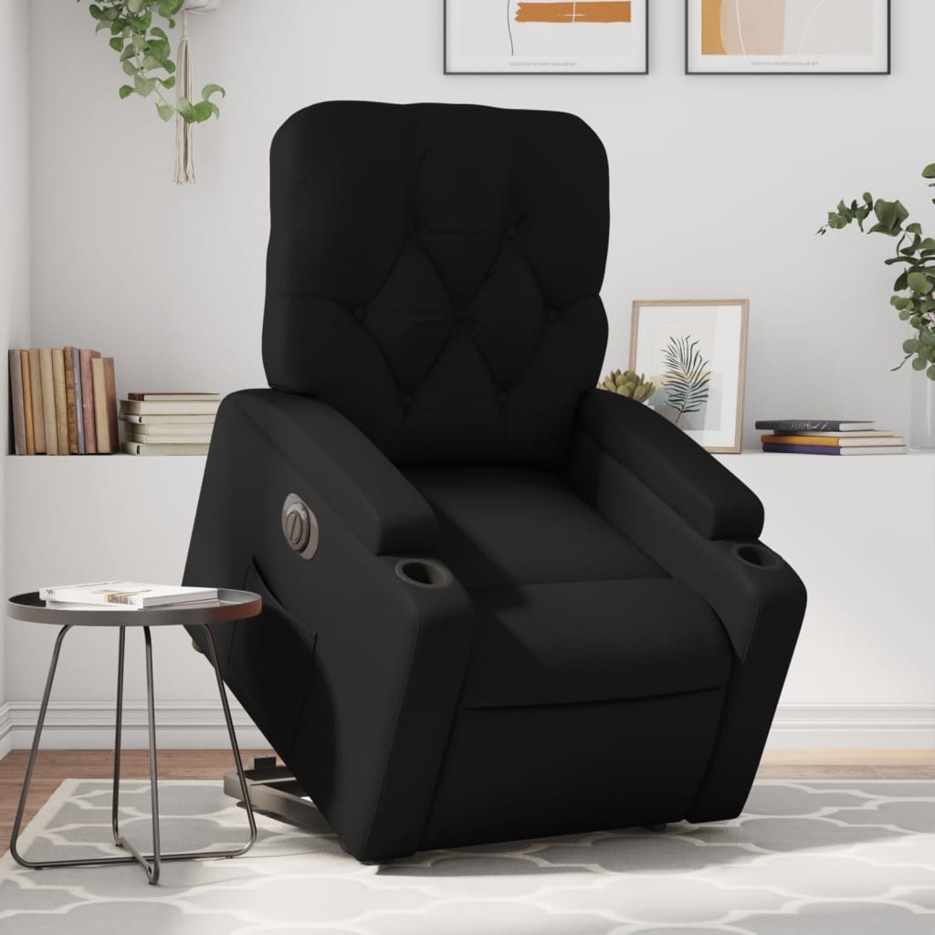 vidaXL Fotoliu rabatabil electric cu ridicare, negru, piele ecologică