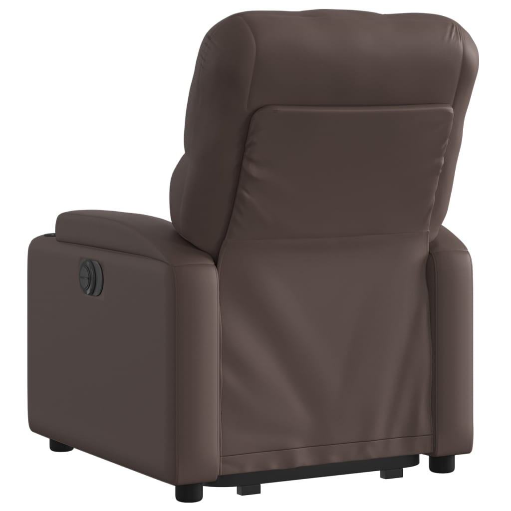 vidaXL Fotoliu rabatabil electric cu ridicare, maro, piele ecologică