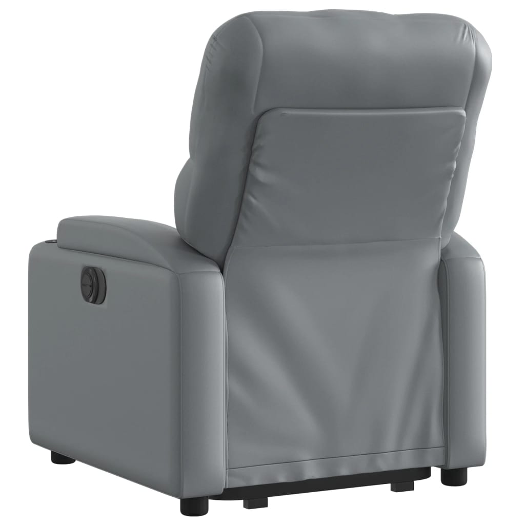 vidaXL Fotoliu rabatabil electric cu ridicare, gri, piele ecologică