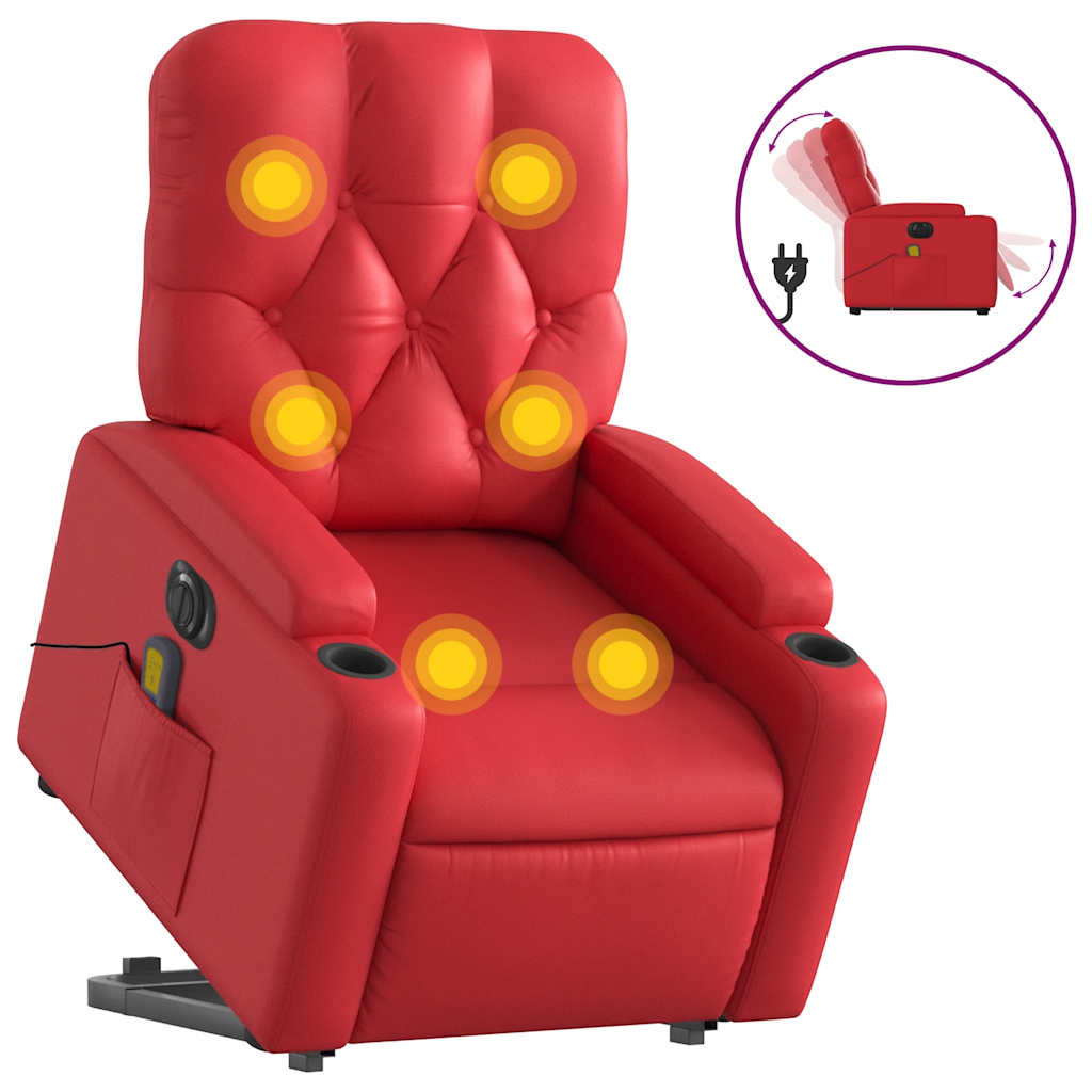 vidaXL Fotoliu electric masaj rabatabil cu ridicare, roșu