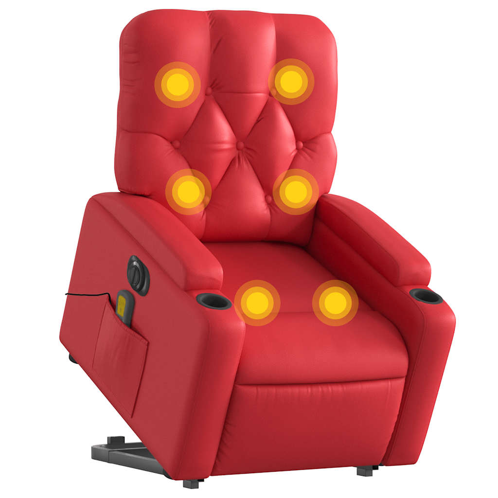 vidaXL Fotoliu electric masaj rabatabil cu ridicare, roșu