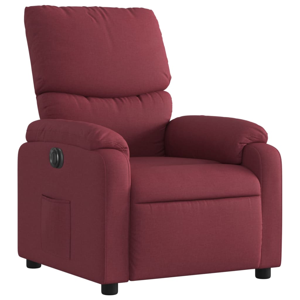 vidaXL Fotoliu rabatabil electric, roșu vin, material textil