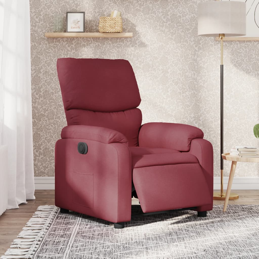 vidaXL Fotoliu rabatabil electric, roșu vin, material textil