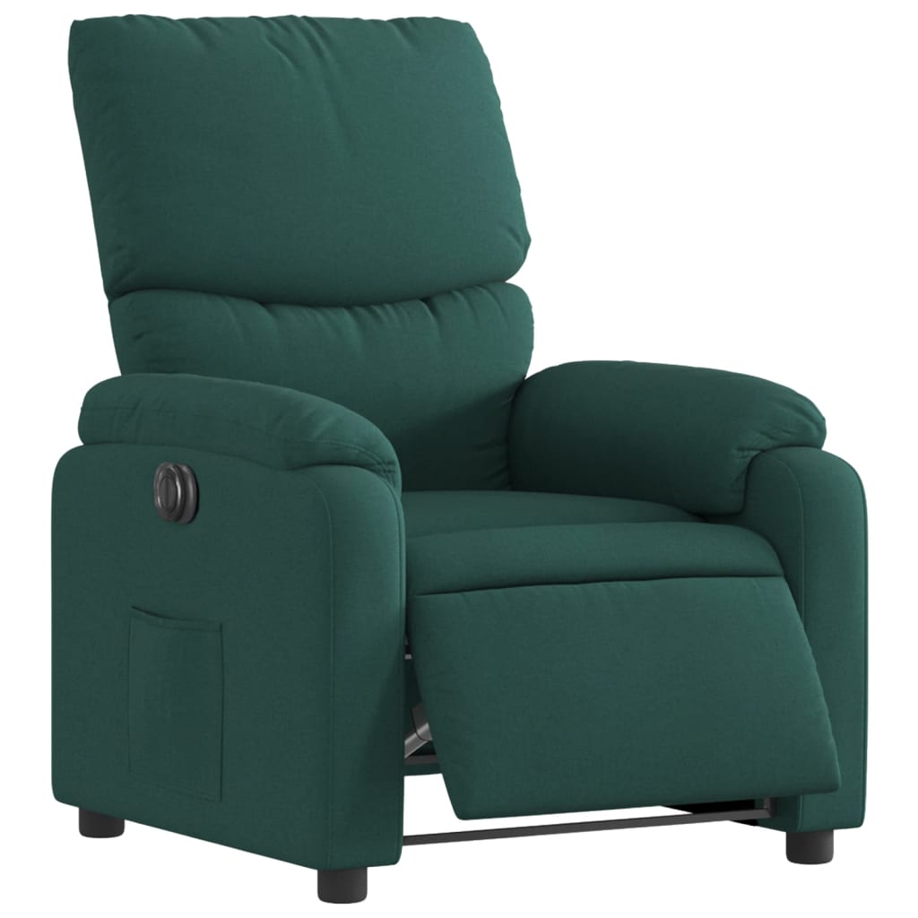 vidaXL Fotoliu rabatabil electric, verde închis, material textil vidaXL Fotoliu rabatabil electric, verde închis, material textil
