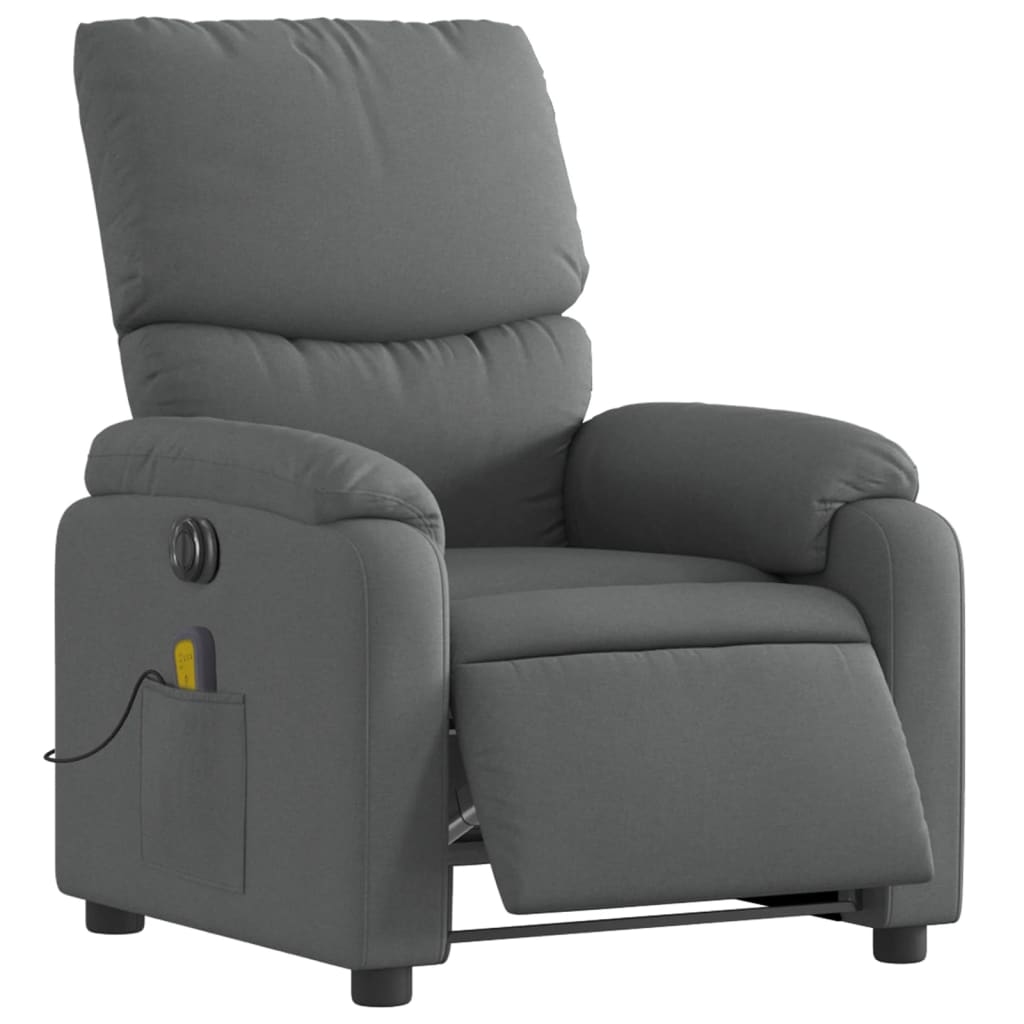 vidaXL Fotoliu electric de masaj rabatabil, gri închis, textil