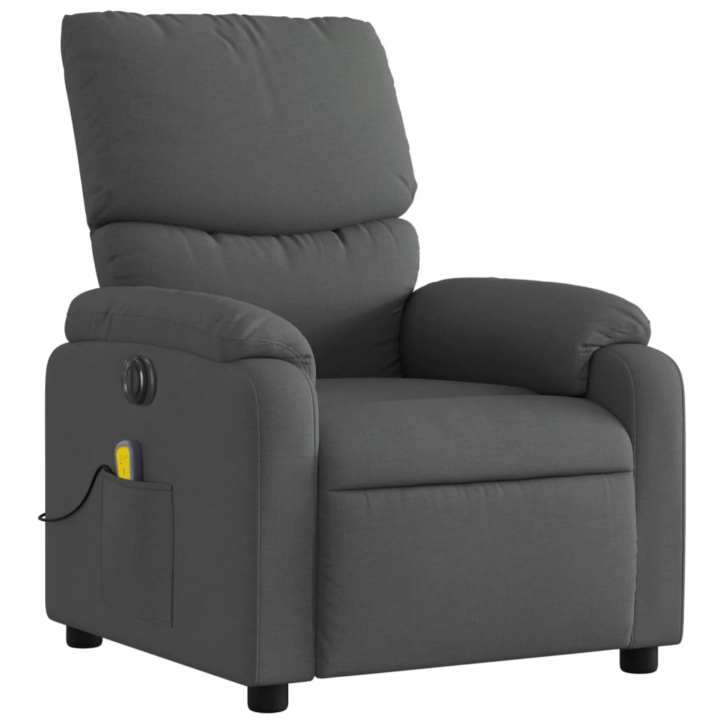 vidaXL Fotoliu electric de masaj rabatabil, gri închis, textil