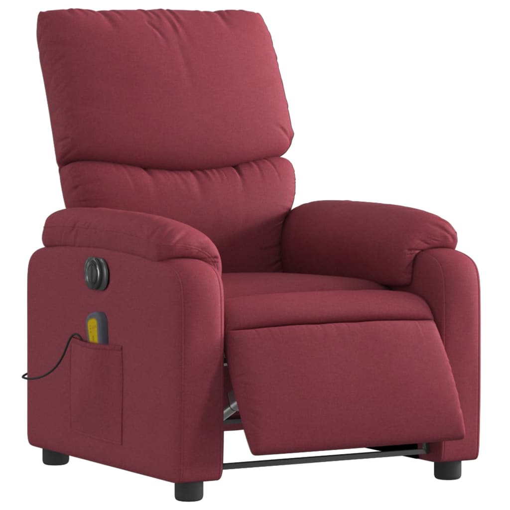 vidaXL Fotoliu electric de masaj rabatabil, roșu vin, textil vidaXL Fotoliu electric de masaj rabatabil, roșu vin, textil