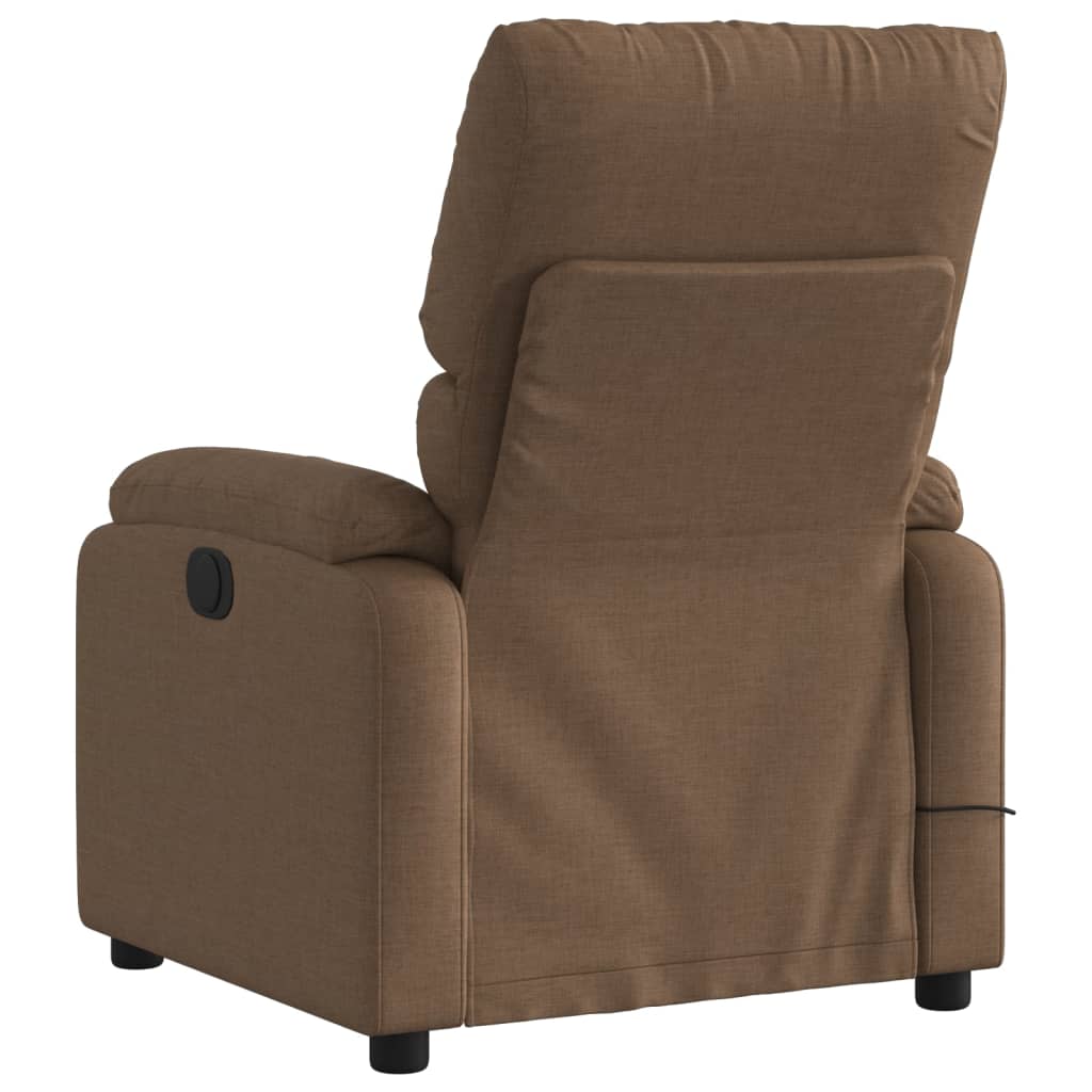 vidaXL Fotoliu electric de masaj rabatabil, maro, textil