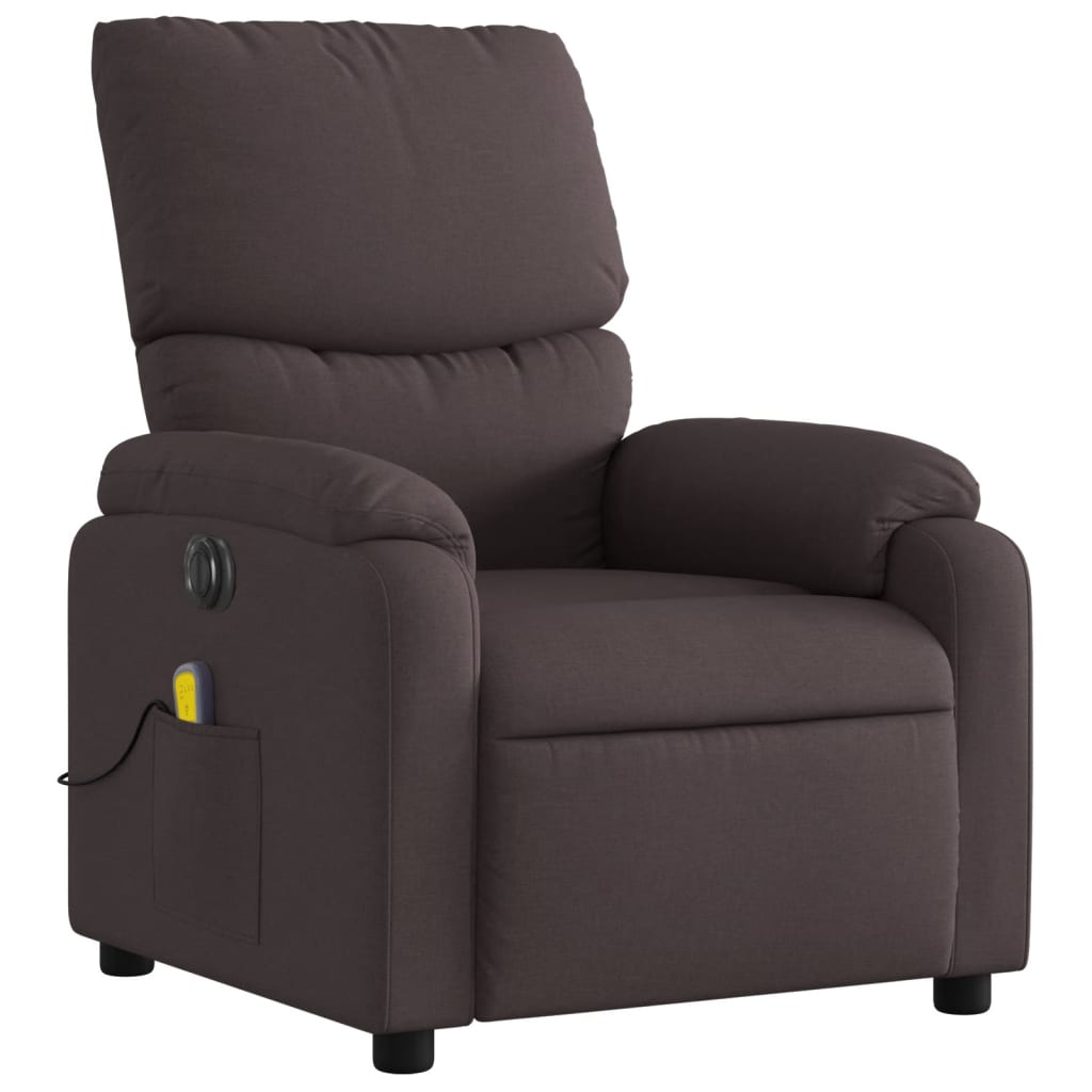 vidaXL Fotoliu electric de masaj rabatabil, maro închis, textil