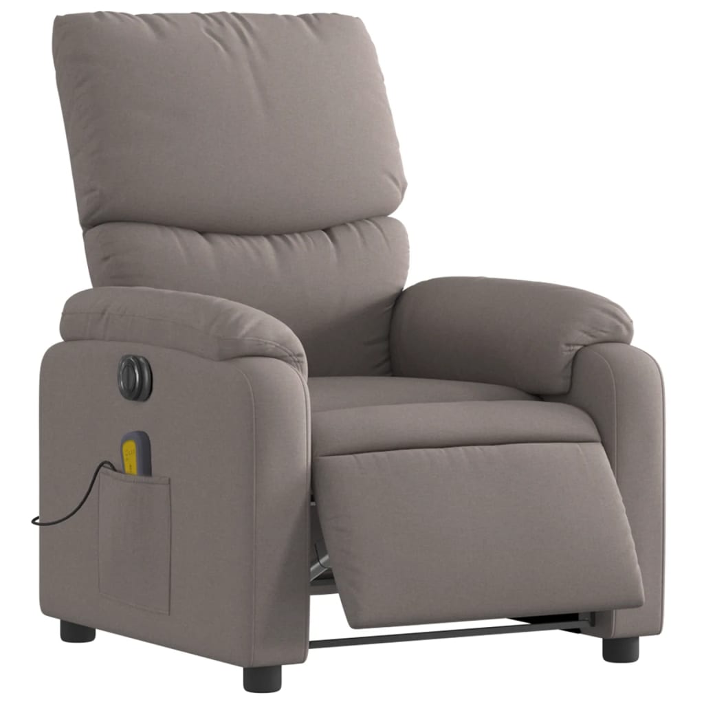 vidaXL Fotoliu electric de masaj rabatabil, gri taupe, textil