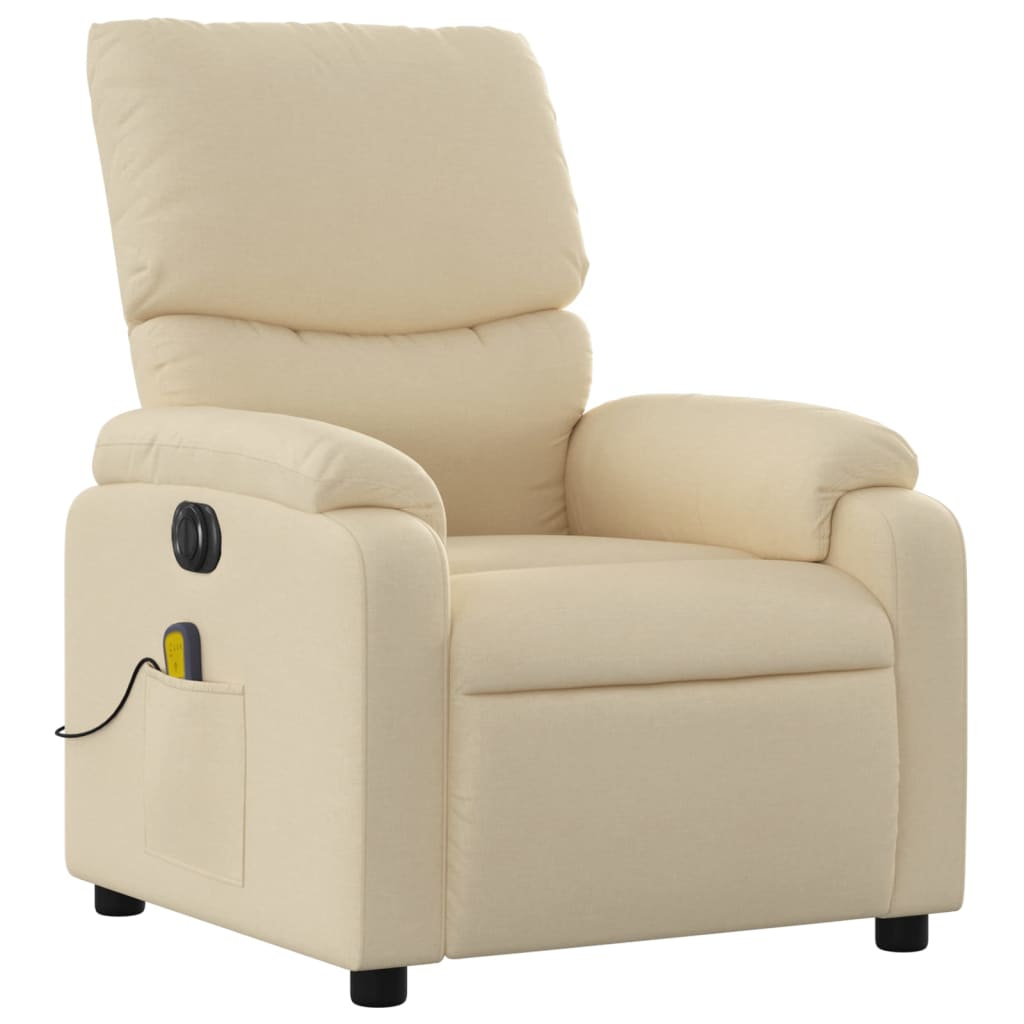 vidaXL Fotoliu electric de masaj rabatabil, crem, textil