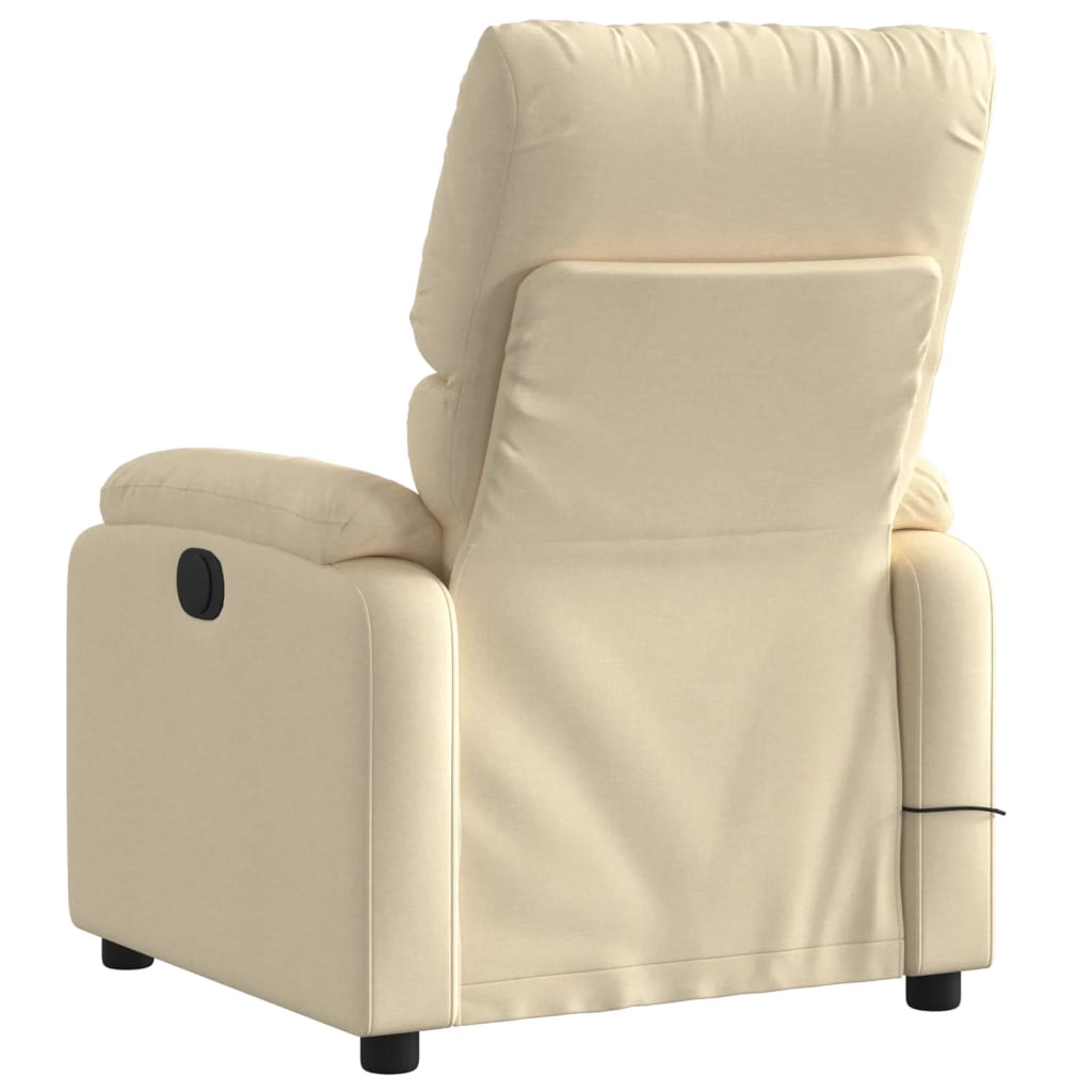 vidaXL Fotoliu electric de masaj rabatabil, crem, textil