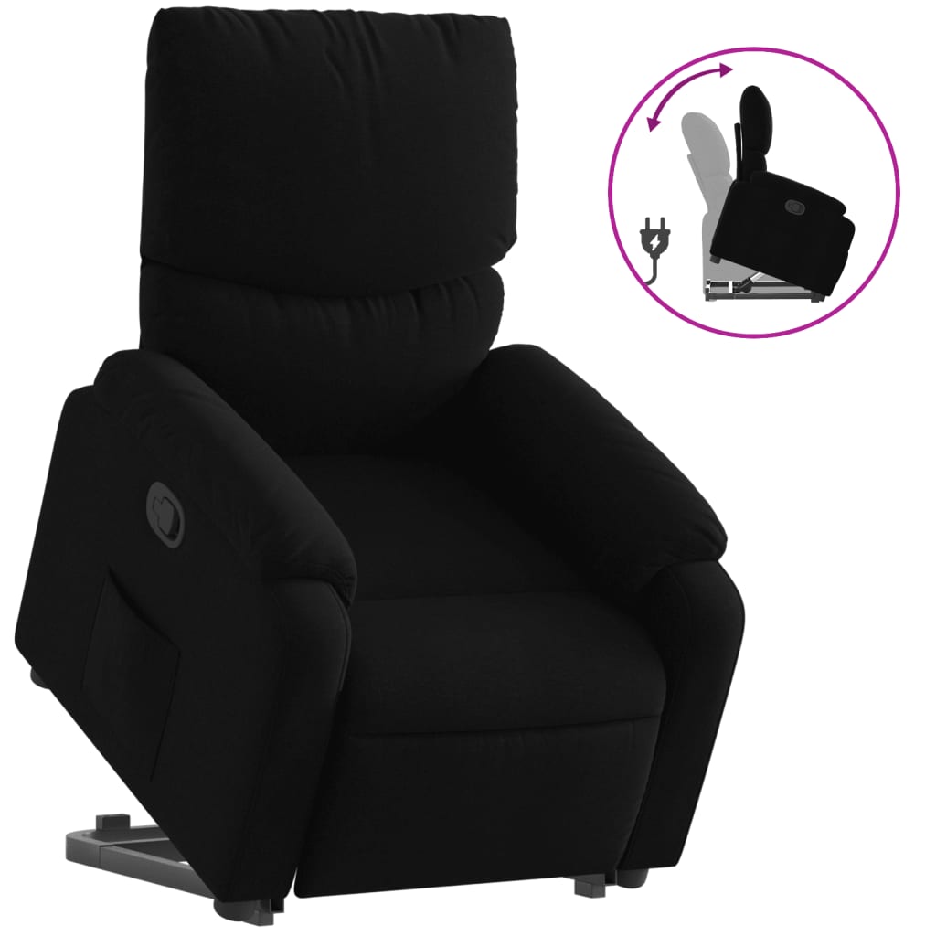 vidaXL Fotoliu rabatabil cu ridicare pe verticală, negru, textil