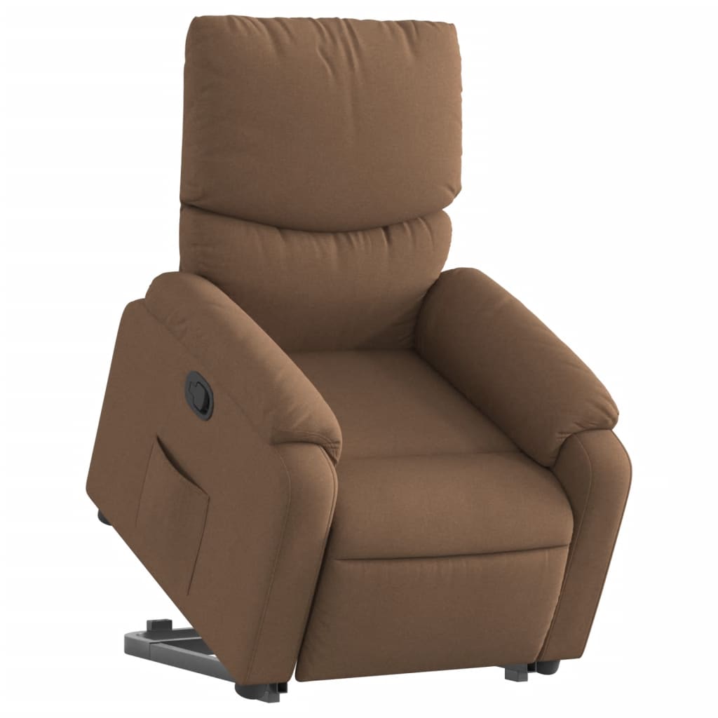 vidaXL Fotoliu rabatabil cu ridicare pe verticală, maro, textil