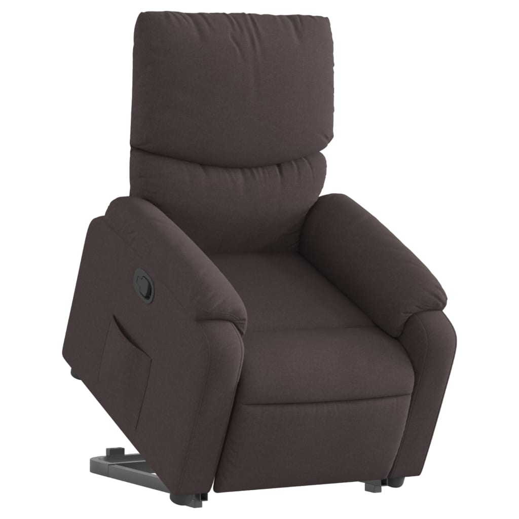 vidaXL Fotoliu rabatabil cu ridicare pe verticală, maro închis, textil