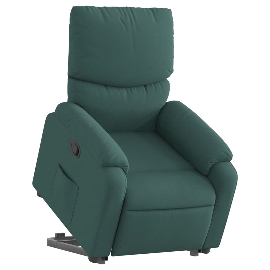 vidaXL Fotoliu rabatabil ridicare pe verticală, verde închis, textil vidaXL Fotoliu rabatabil ridicare pe verticală, verde închis, textil