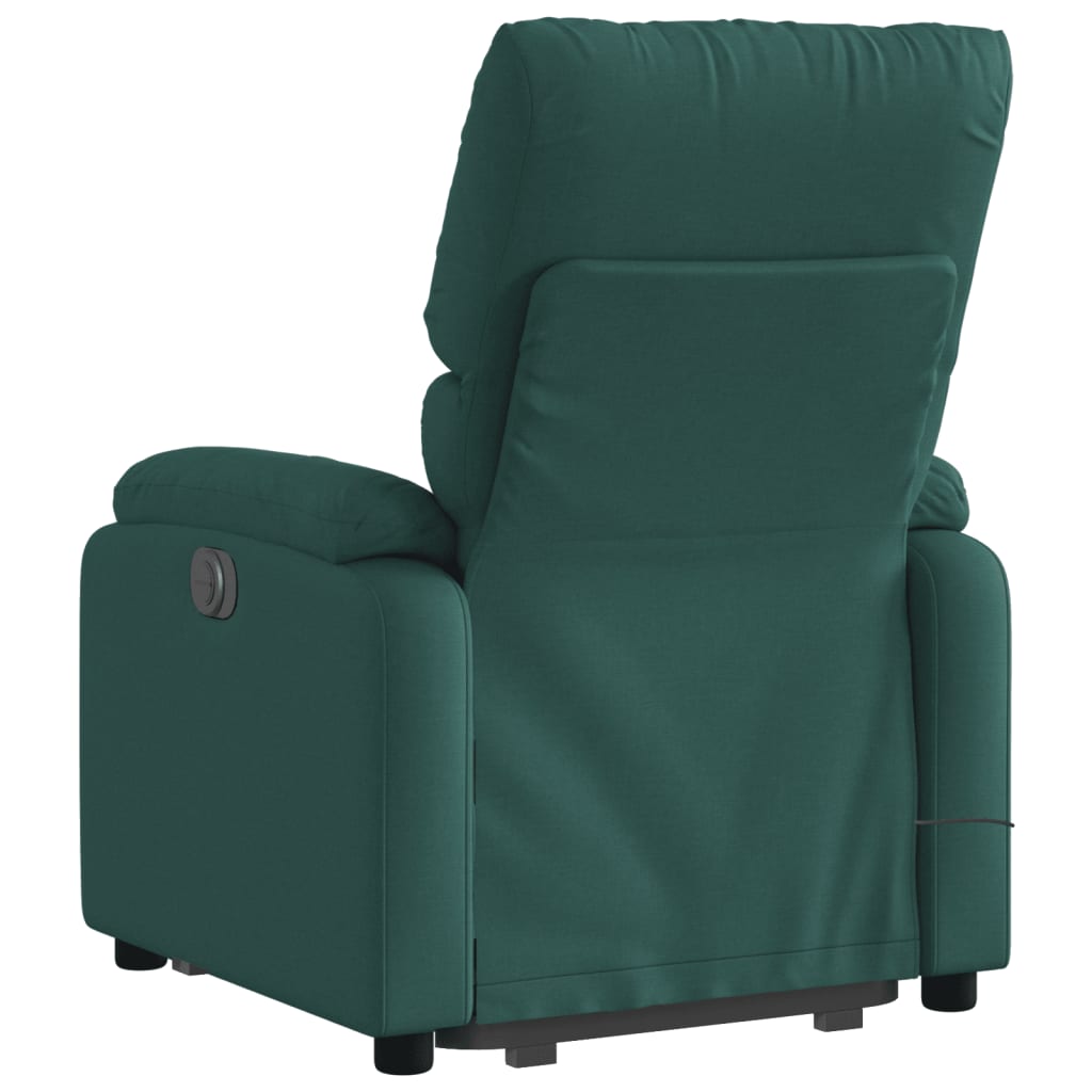 vidaXL Fotoliu rabatabil de masaj, cu ridicare, verde închis, textil