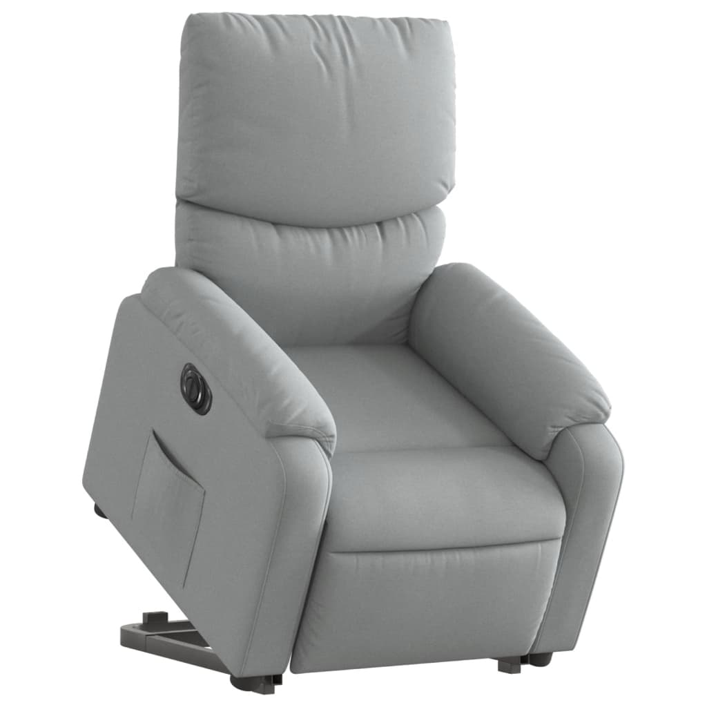 vidaXL Fotoliu electric rabatabil cu ridicare, gri deschis, textil