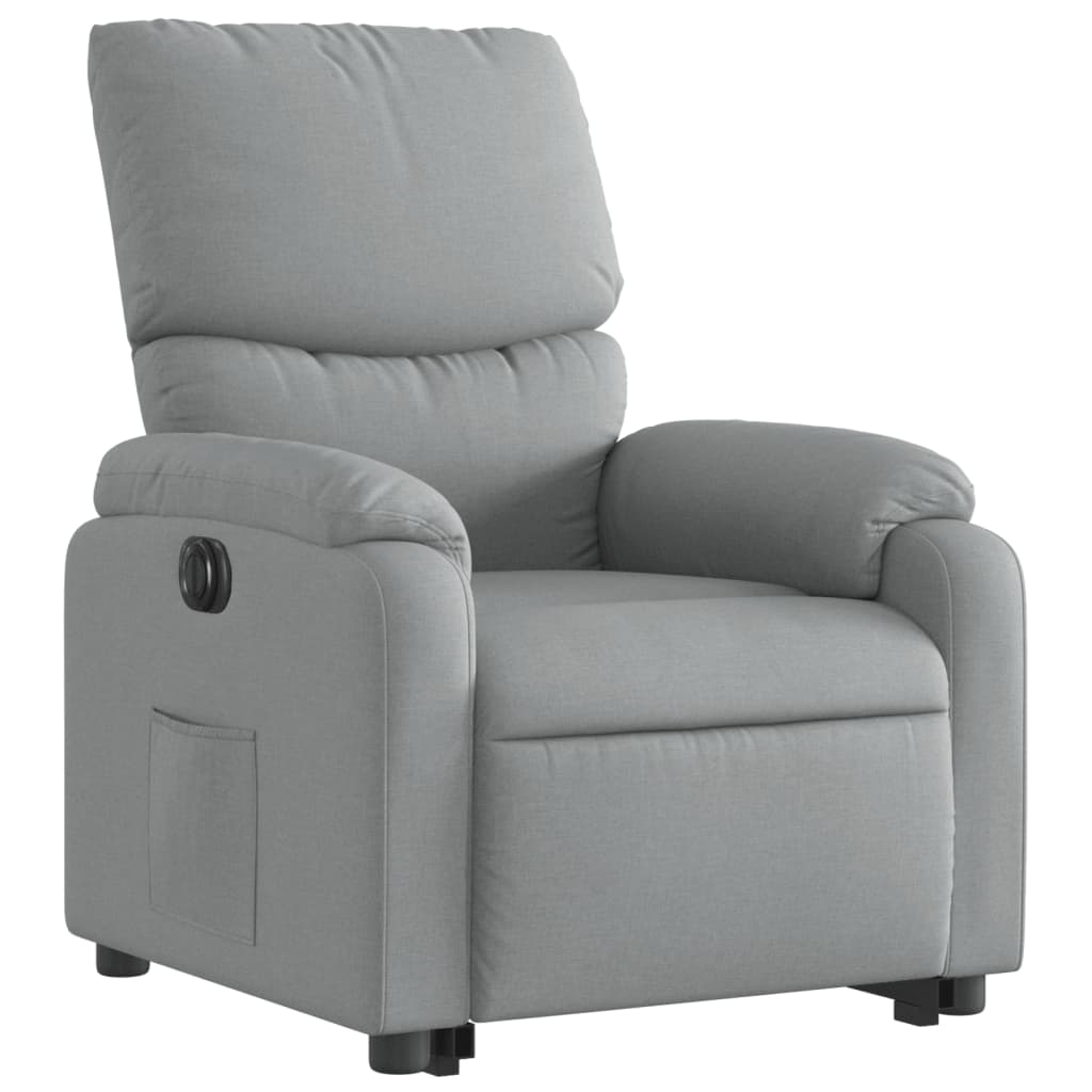 vidaXL Fotoliu electric rabatabil cu ridicare, gri deschis, textil