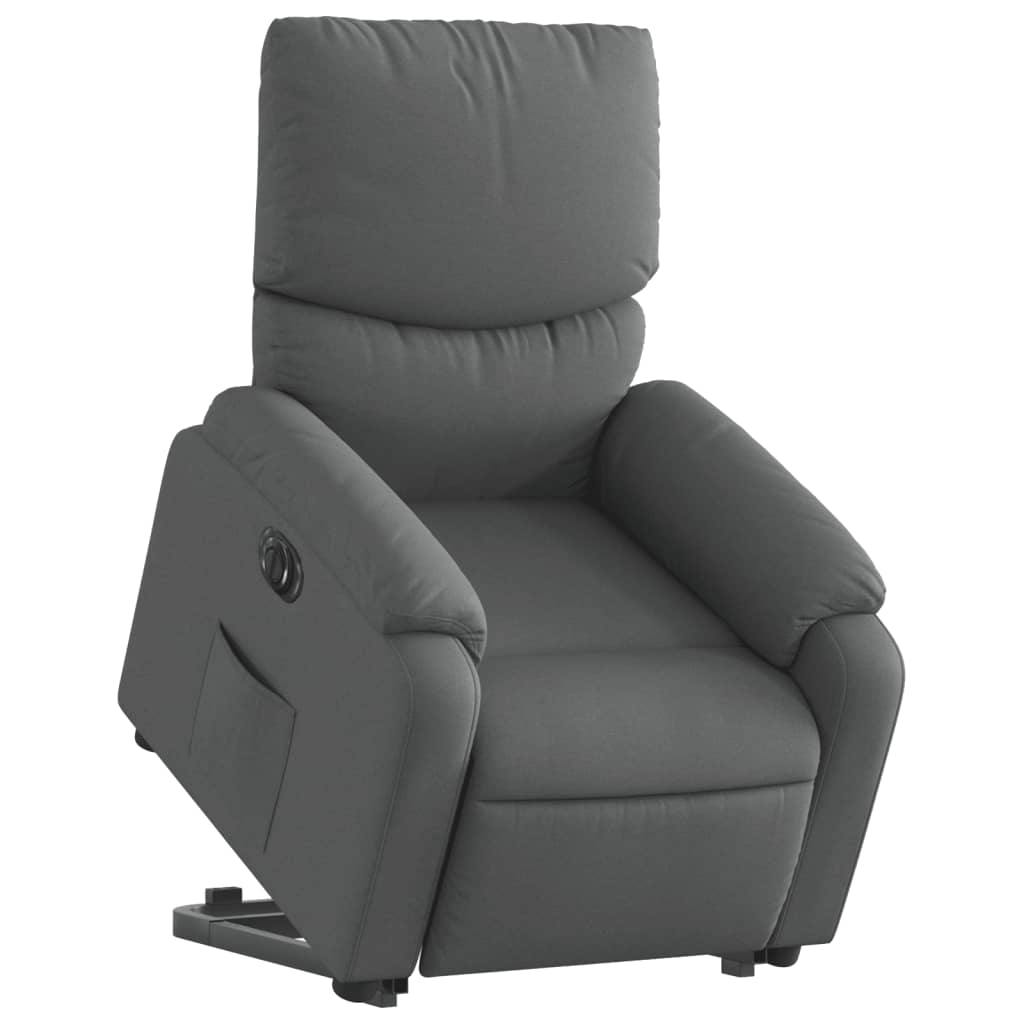 vidaXL Fotoliu electric rabatabil cu ridicare, gri închis, textil