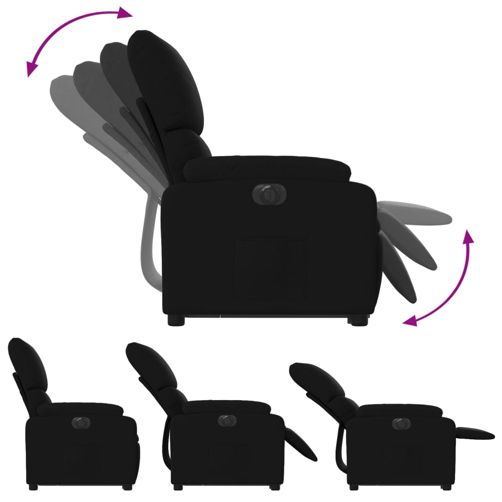 vidaXL Fotoliu electric rabatabil cu ridicare, negru, textil