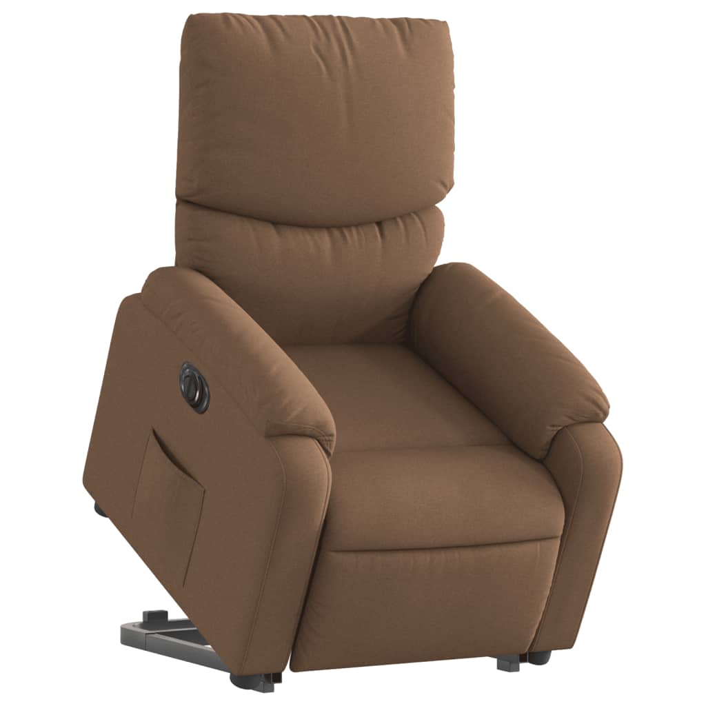vidaXL Fotoliu electric rabatabil cu ridicare, maro, textil
