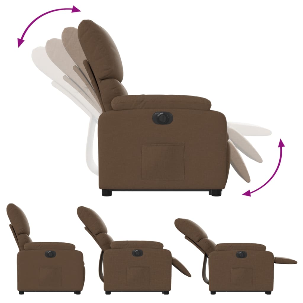 vidaXL Fotoliu electric rabatabil cu ridicare, maro, textil