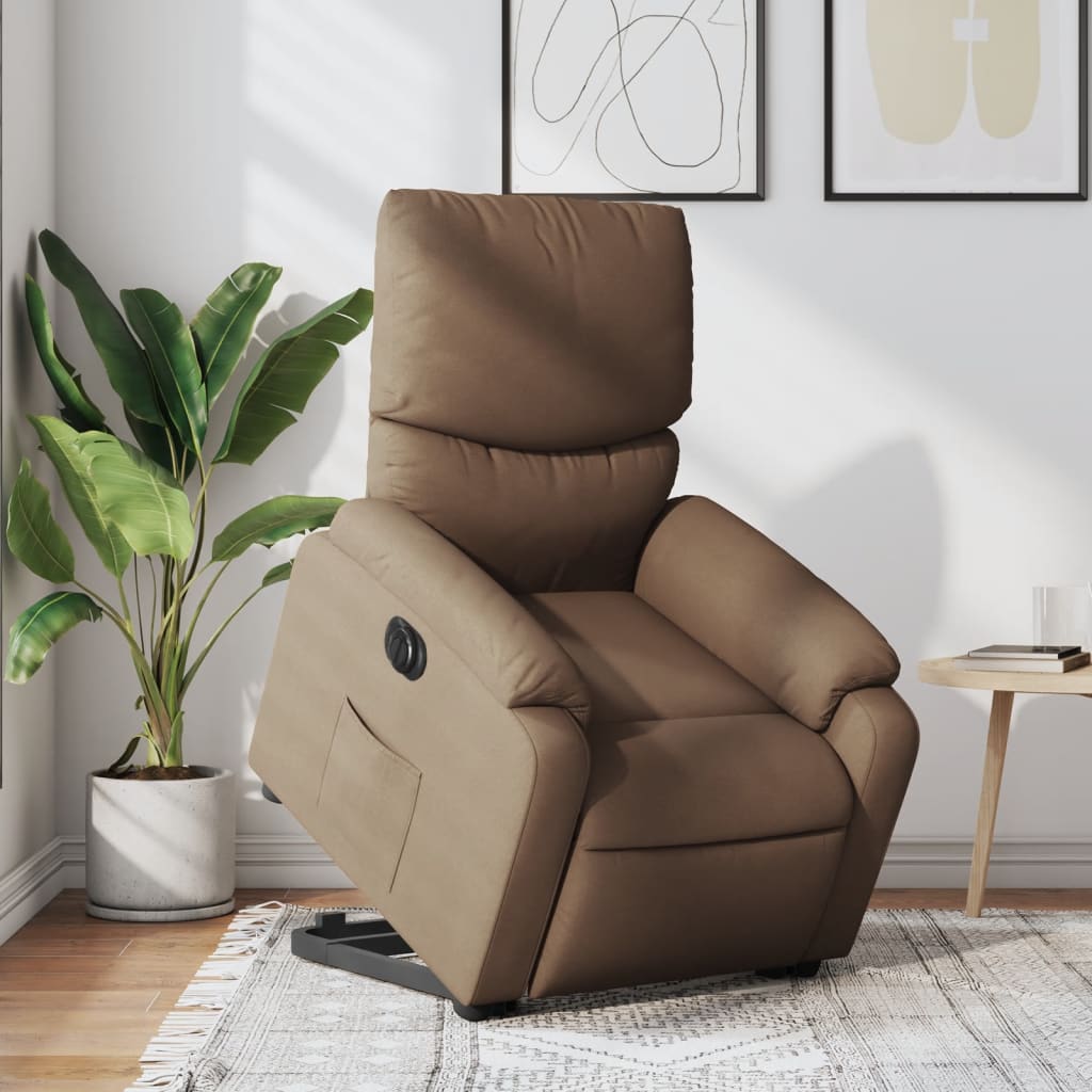 vidaXL Fotoliu electric rabatabil cu ridicare, maro, textil