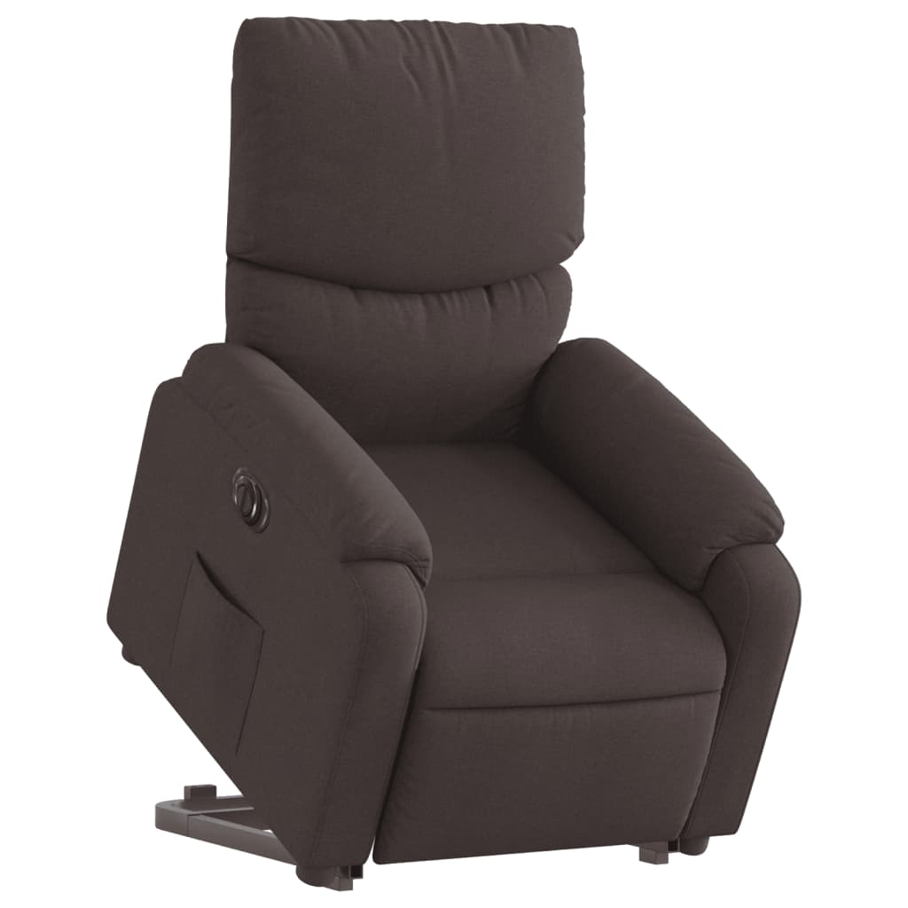 vidaXL Fotoliu electric rabatabil cu ridicare, maro închis, textil