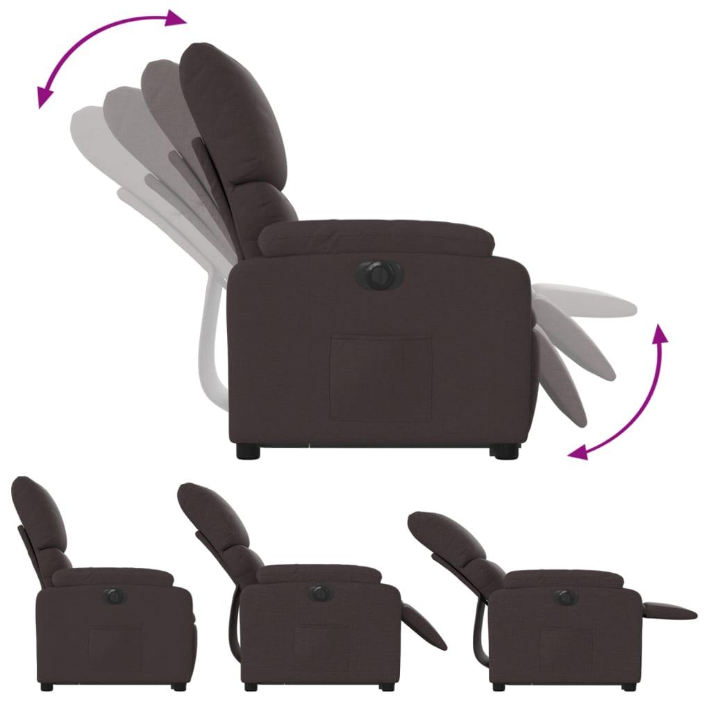 vidaXL Fotoliu electric rabatabil cu ridicare, maro închis, textil