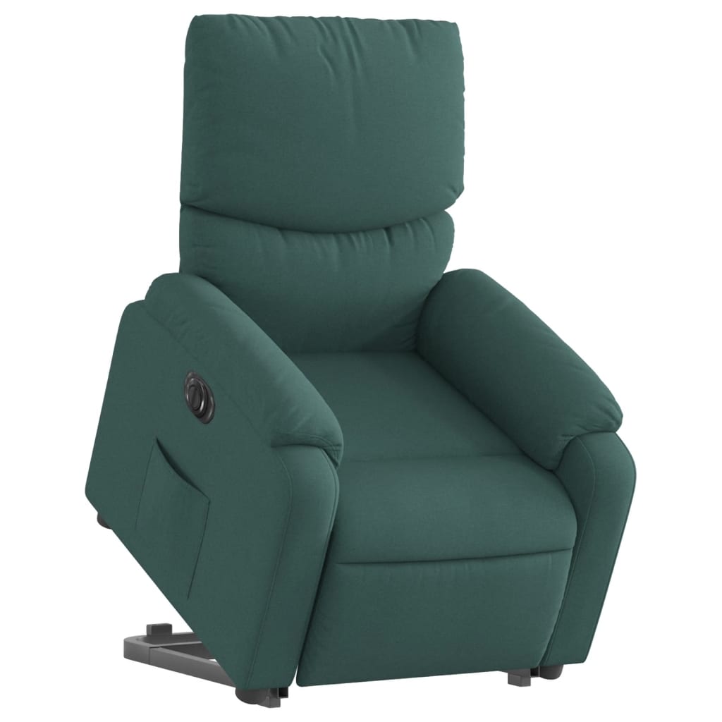 vidaXL Fotoliu electric rabatabil cu ridicare, verde închis, textil
