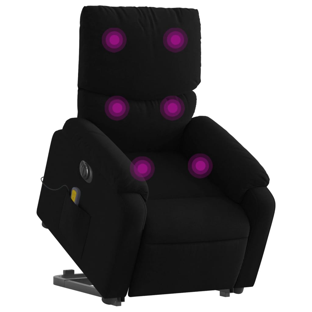 vidaXL Fotoliu electric de masaj rabatabil cu ridicare, negru, textil